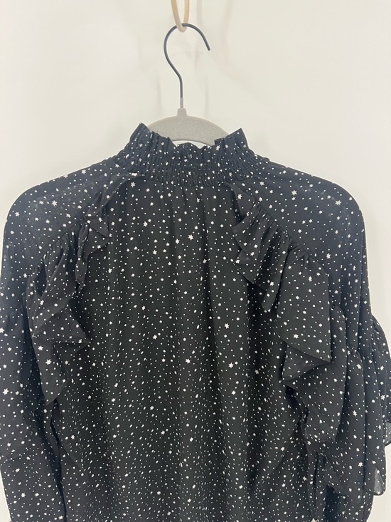 Maje Black Star-Print Ruffle-Neck Blouse - Picture 5 of 11